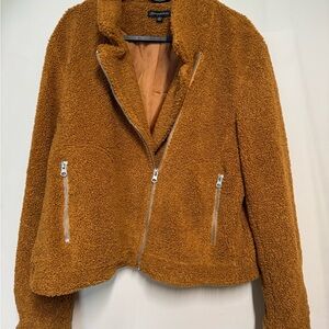 Shinestar Brown Teddy Jacket with Plush Texture and Cropped Design